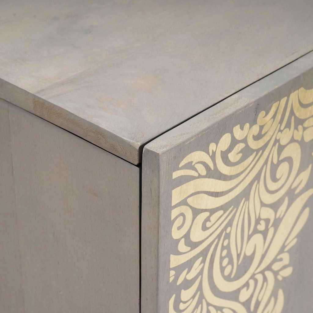 Sideboard Grey and Gold 90 x 33.5 x 75 cm Solid Mango wood